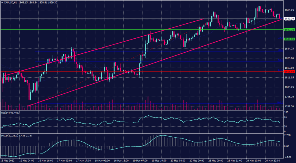 Spot Gold chart on 25 May 2022