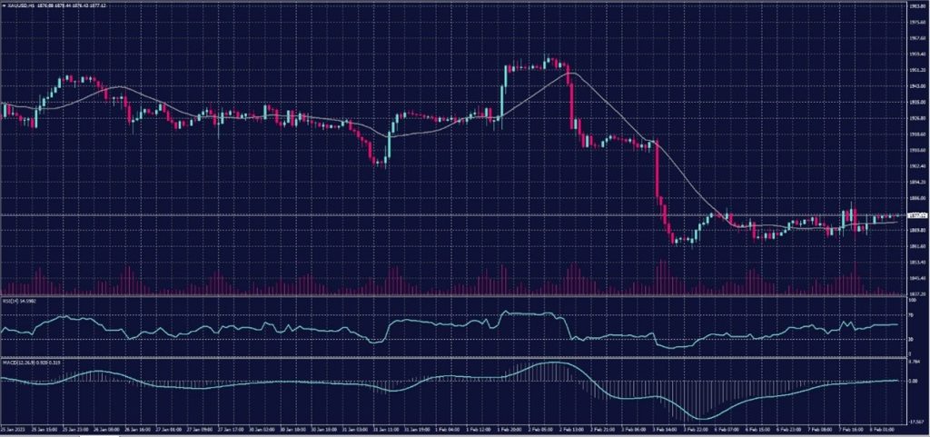 Spot Gold chart on 8 February 2023