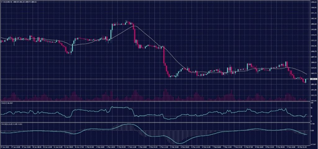 Spot Gold chart on 10 February 2023