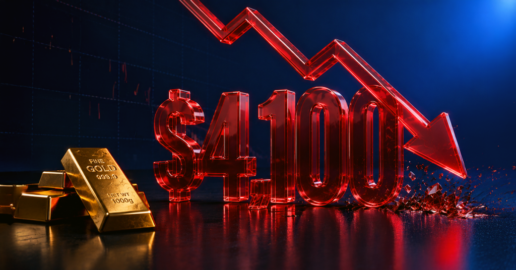 Giá vàng giảm hơn 1% kể từ khi thị trường mở cửa sau khi đánh mất mốc 4,100 USD