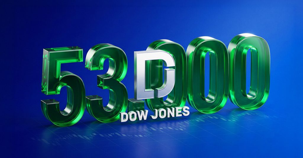 Chỉ số chứng khoán Mỹ tiếp tục tăng khi Dow Jones vượt mốc 53.000 điểm