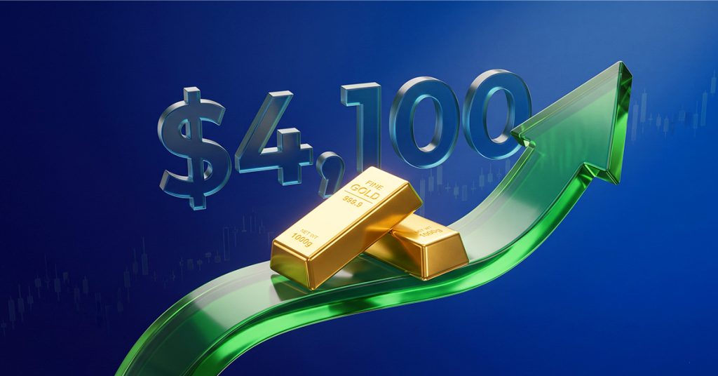 Vàng bật tăng trở lại trên 4.100 USD khi đồng USD chịu áp lực bán